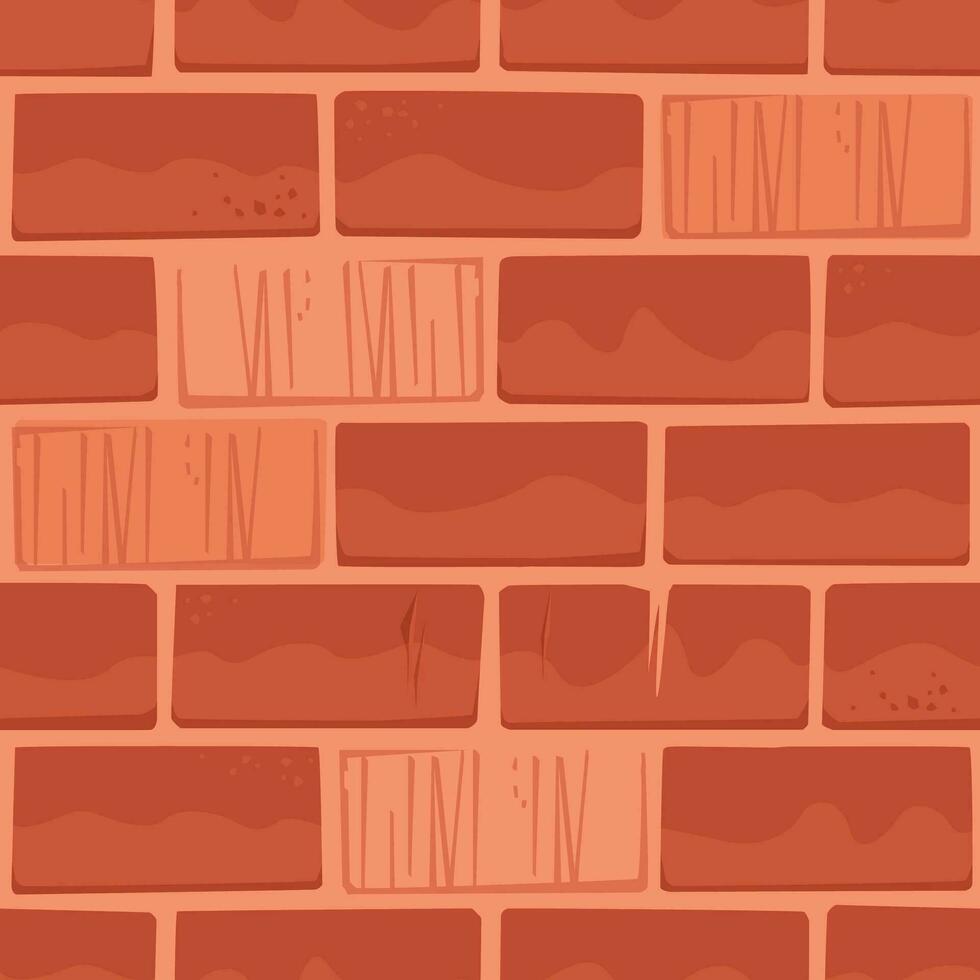 Castle Brickwall Pattern, Building Blocks of Red Color, Aged Details. Asset for Design, Game UI, Wrapping Paper or Textile vector