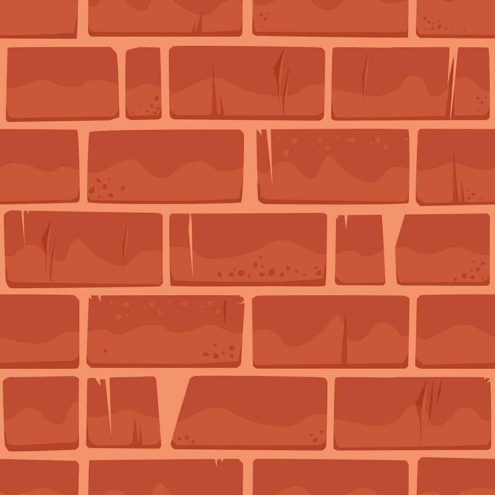 agrietado rojo ladrillo pared textura, Envejecido castillo antiguo fondo, cuadrado sin costura modelo vector