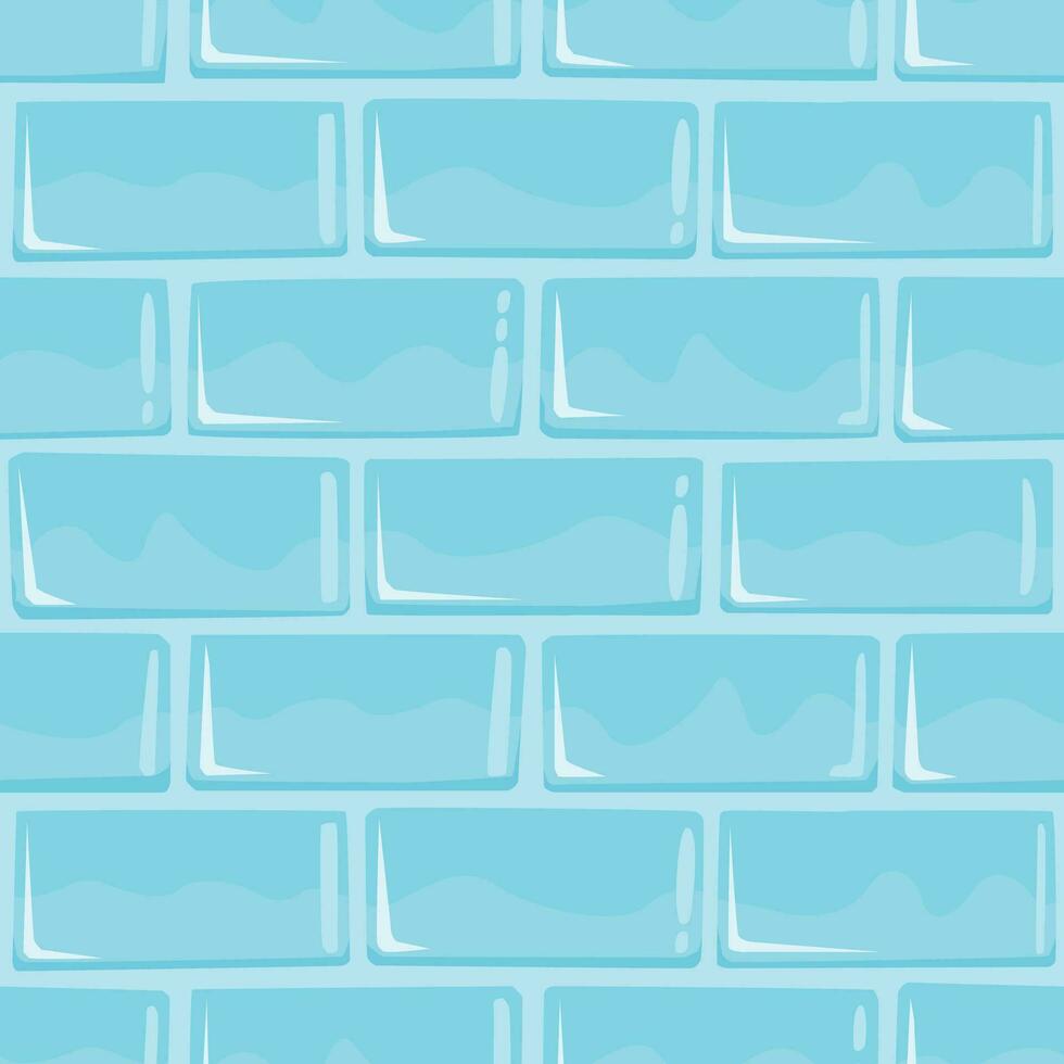 Cartoon Castle Shiny Ice Wall, Square Seamless Pattern. vector