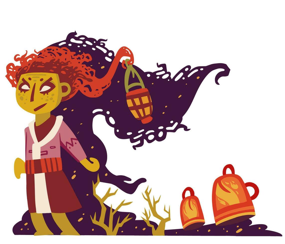 Halloween Scene with Female Monster vector