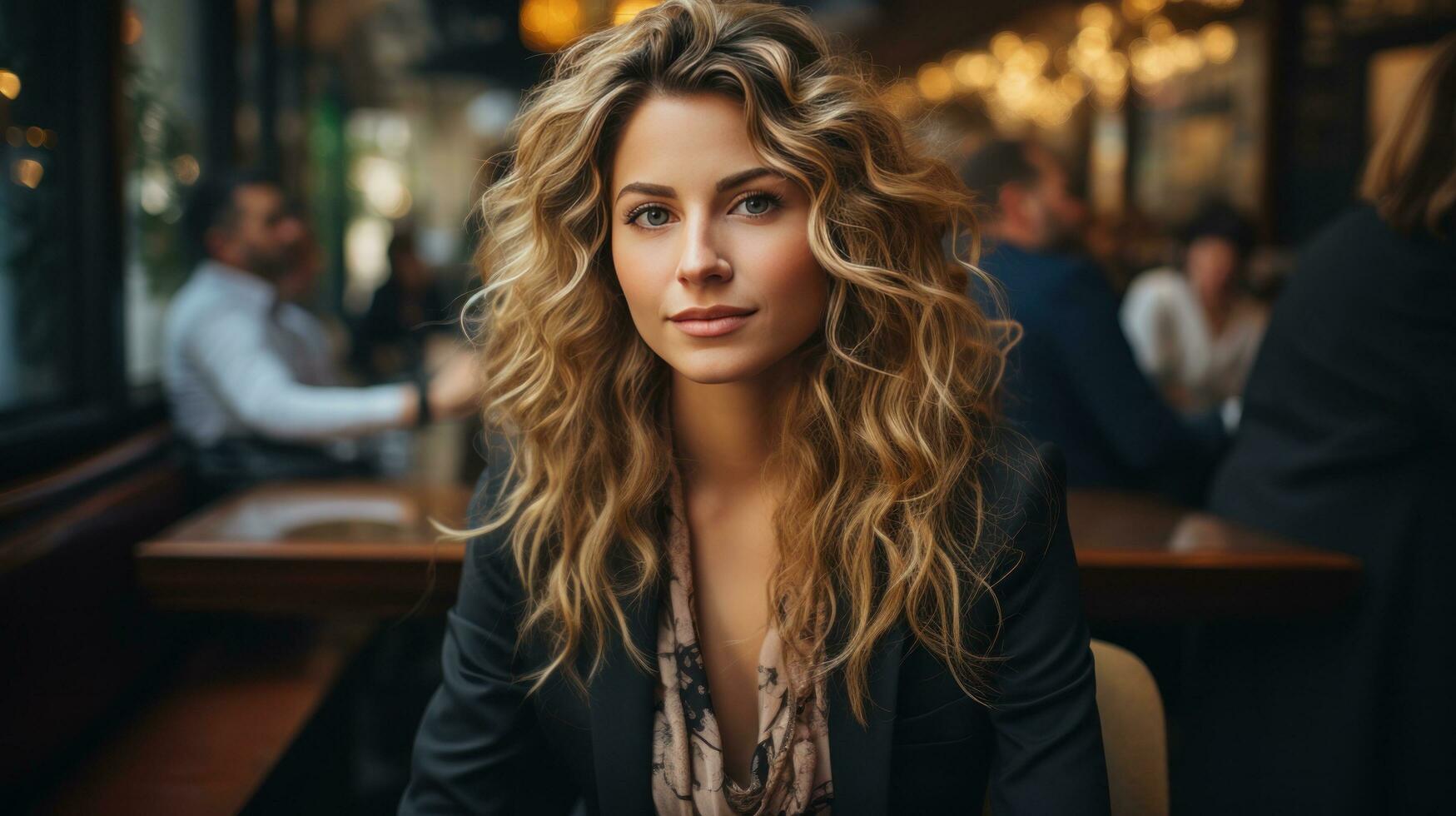 hermosa negocio mujer en café tienda foto