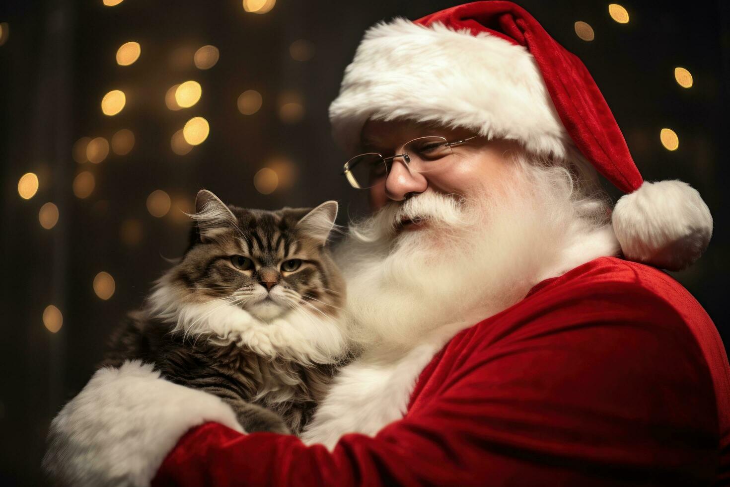Santa Claus with cat photo
