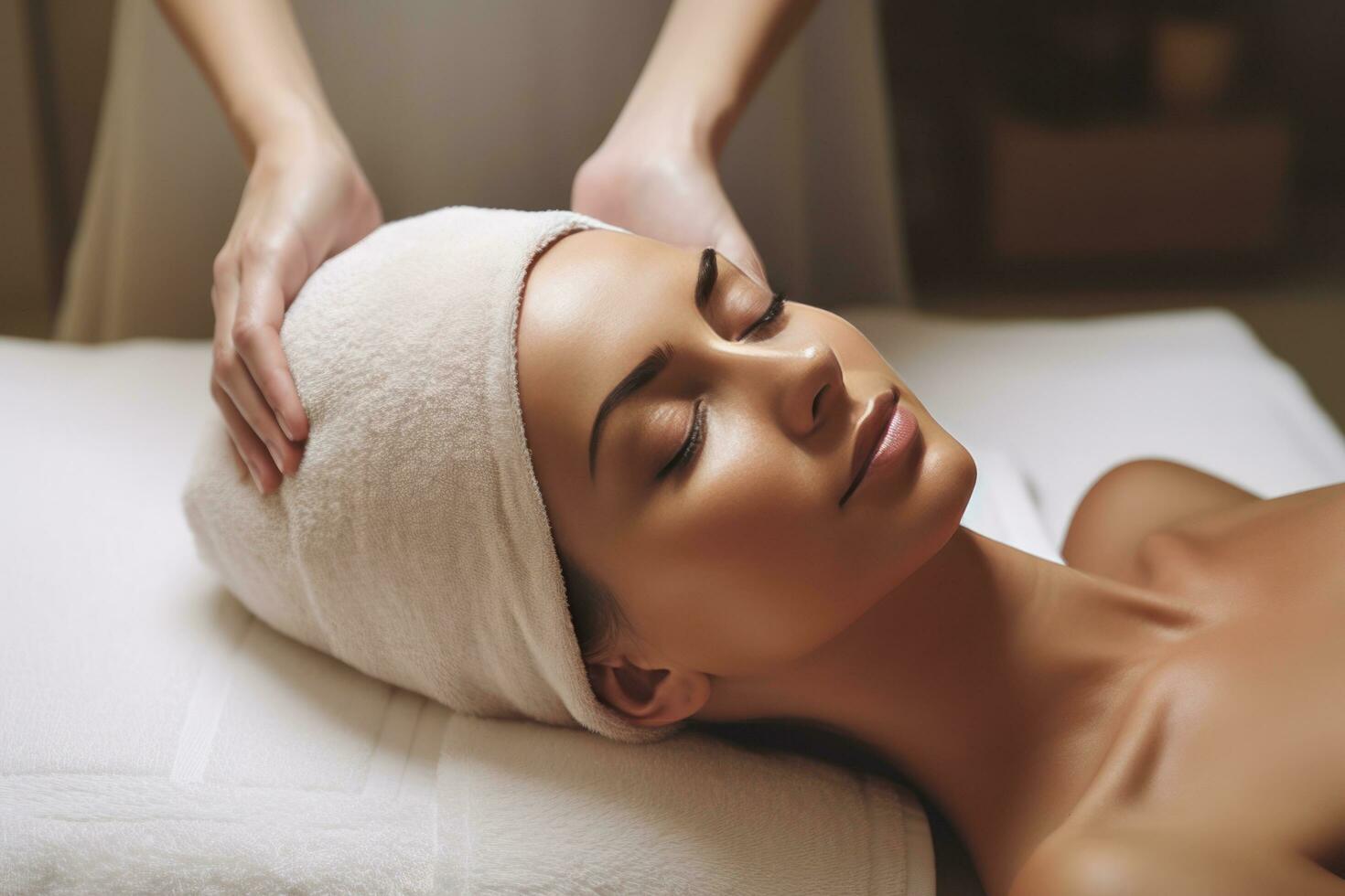 Beautiful girl in spa salon photo