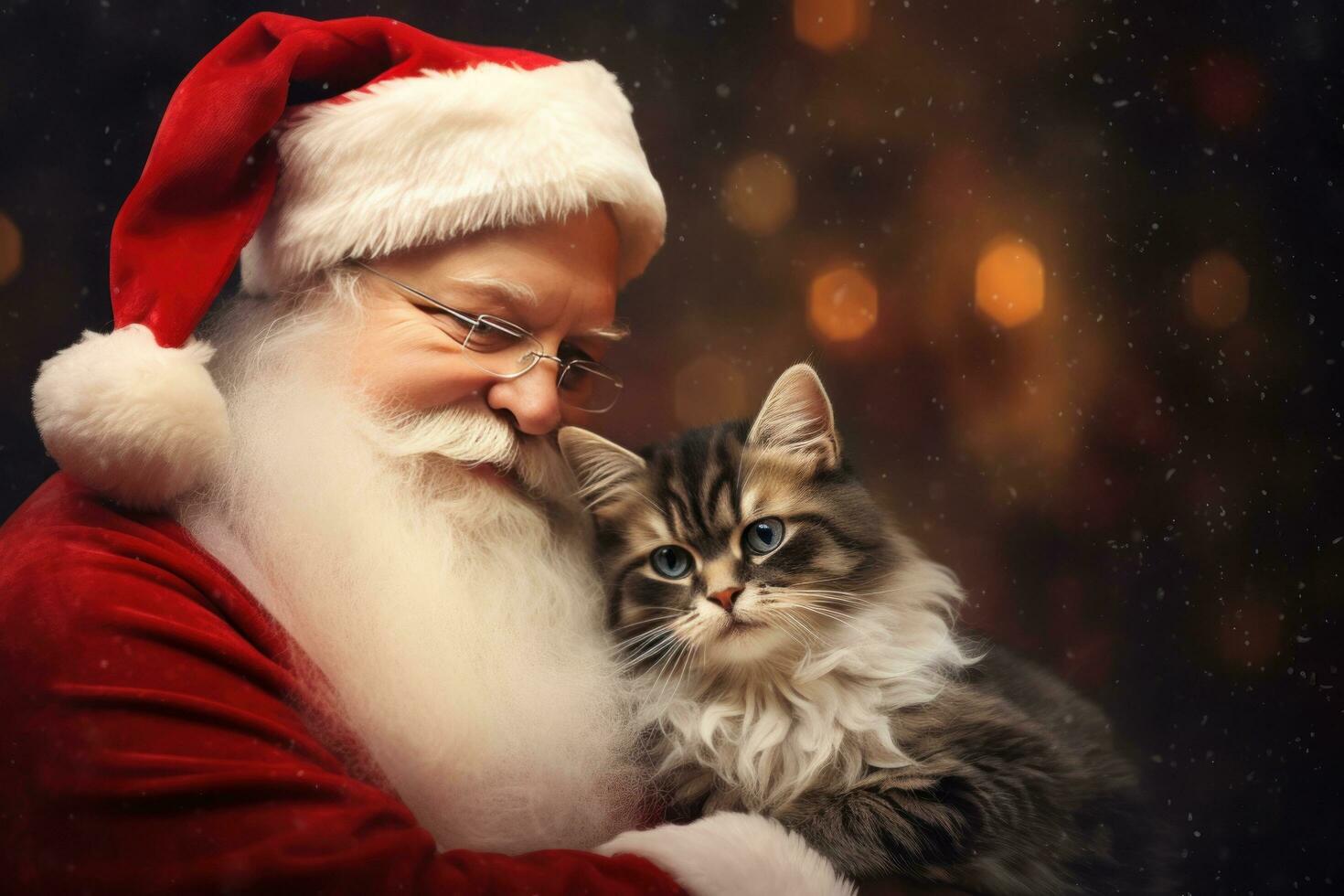 Santa Claus with cat photo