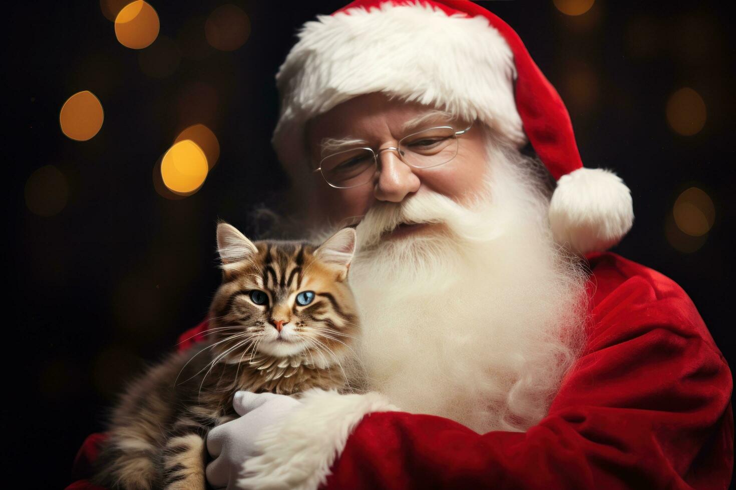 Santa Claus with cat photo