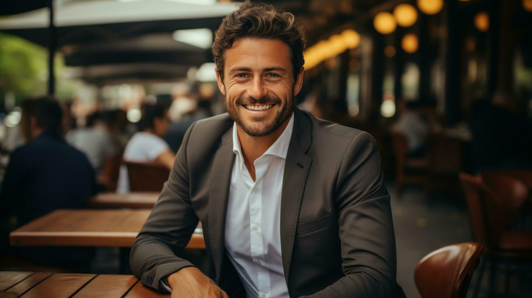 Attractive businessman in cafe photo