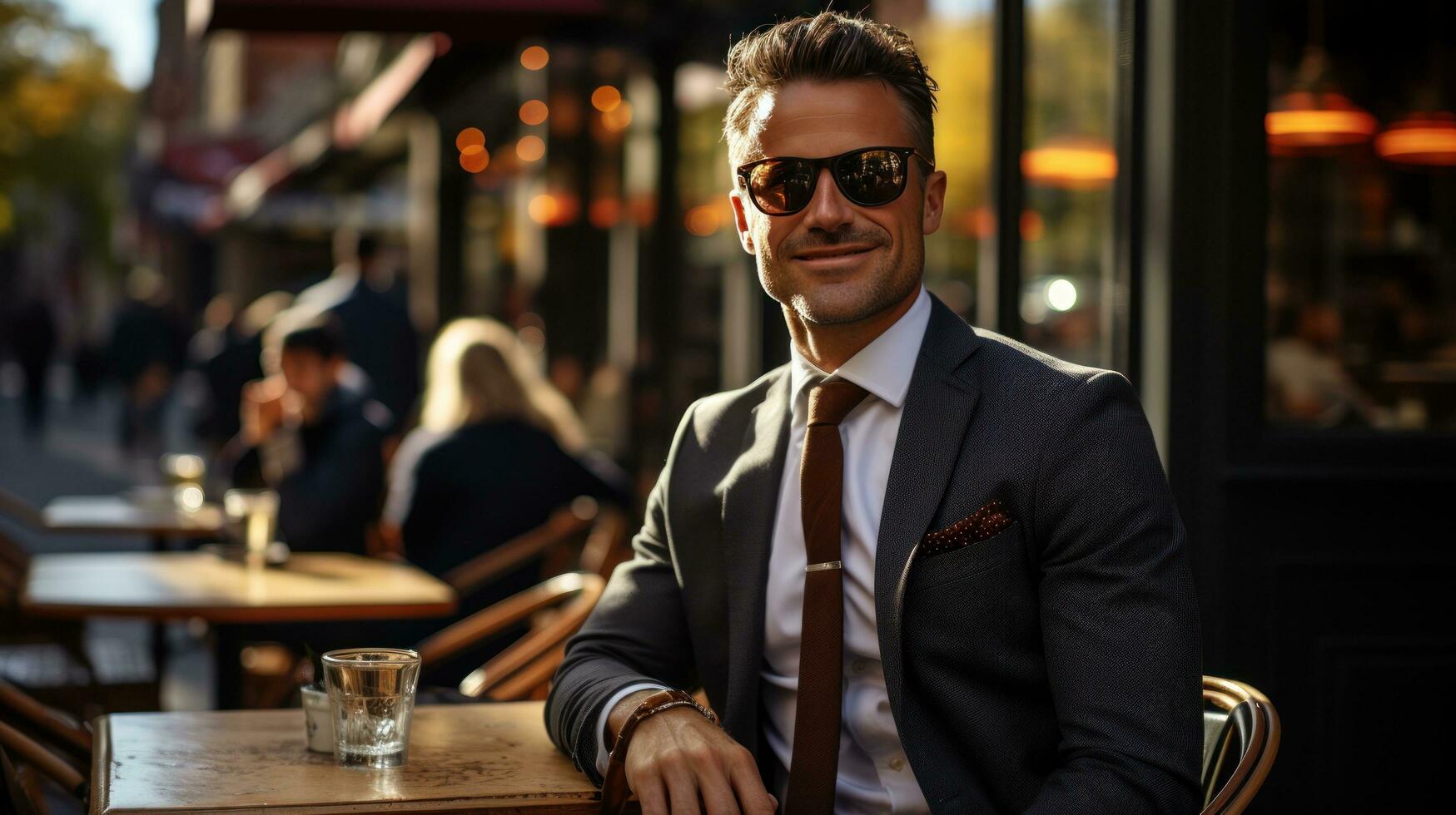 Attractive businessman in cafe photo