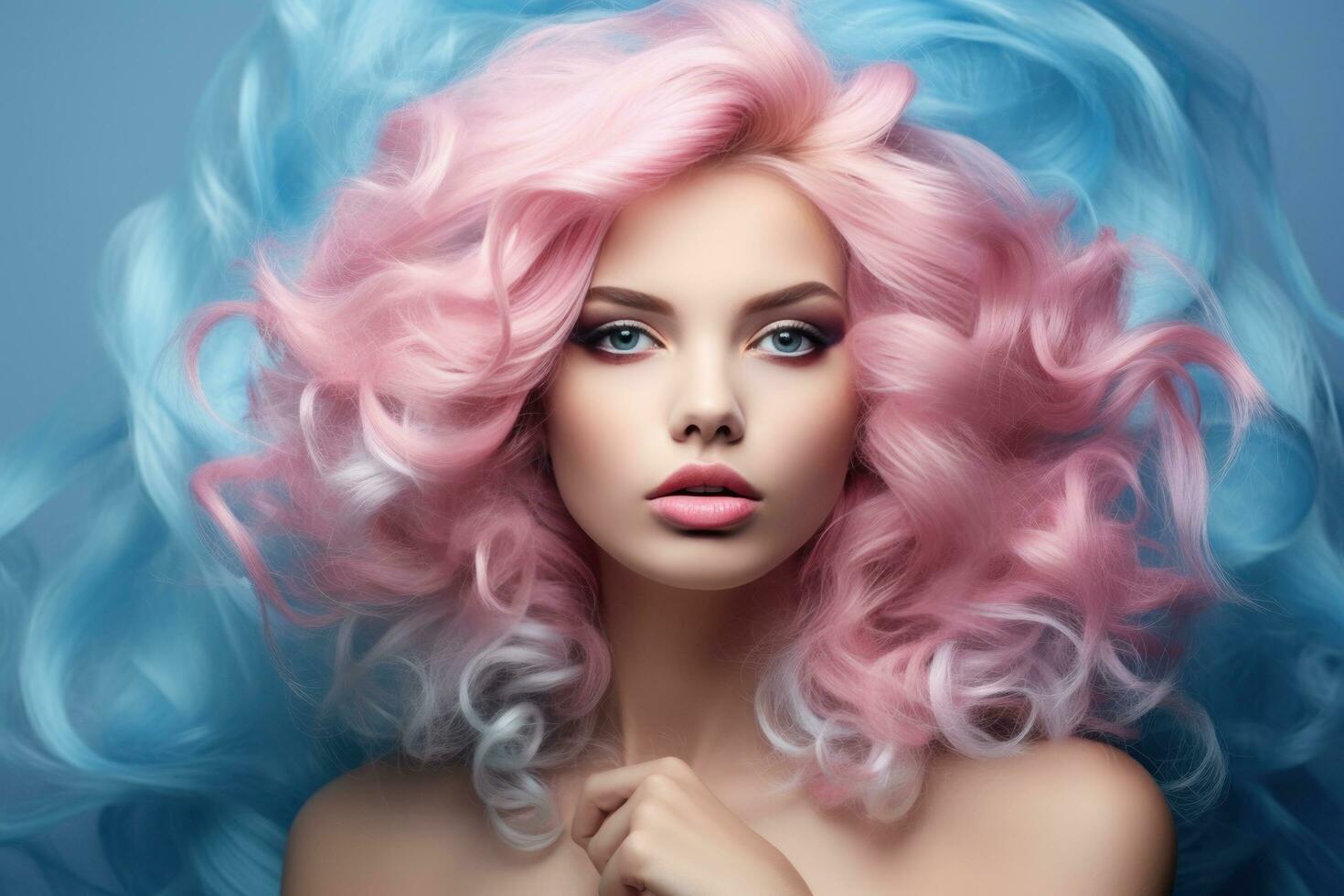 Model girl with pink hair photo