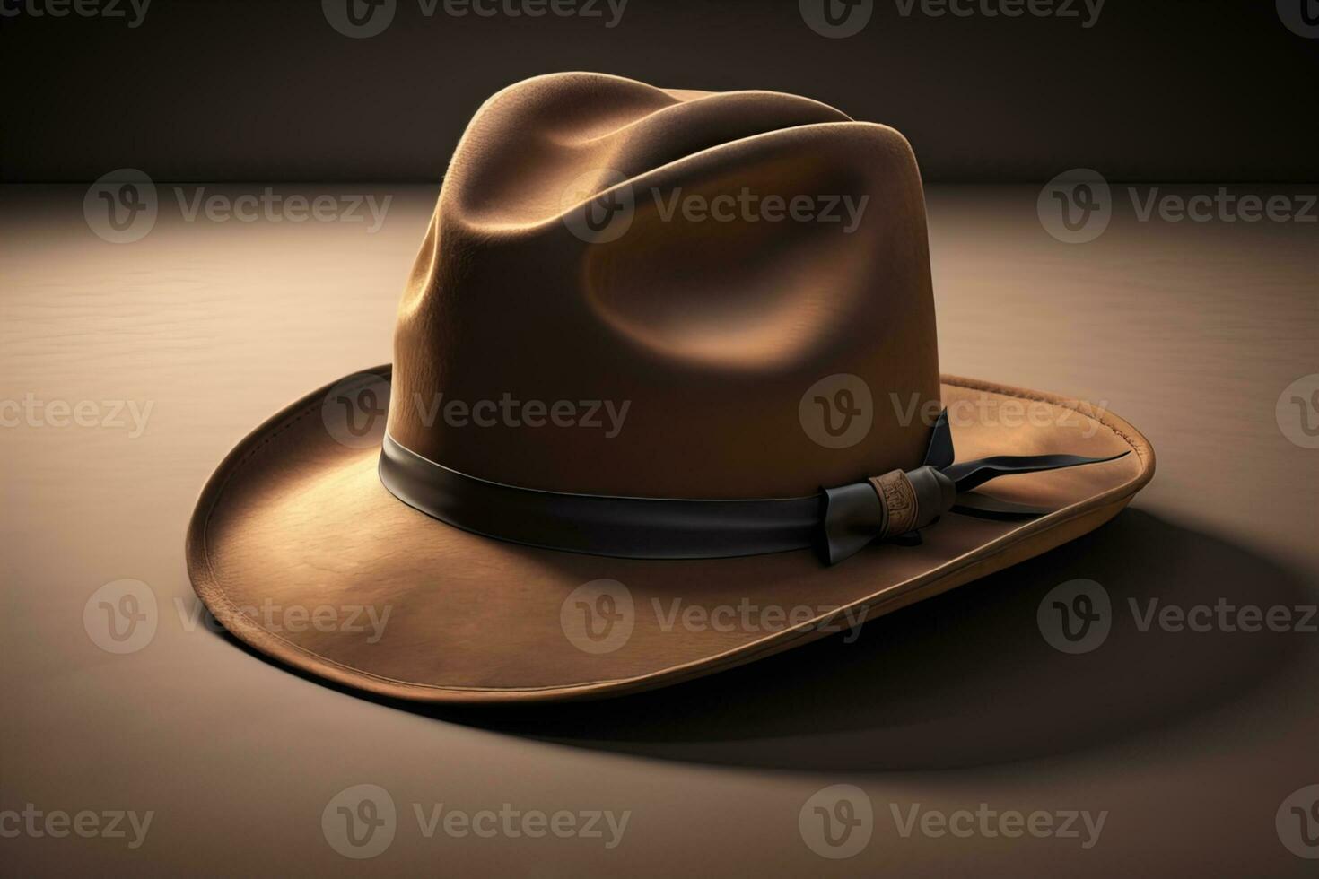 Cowboy hat on a wooden table. ai generative photo