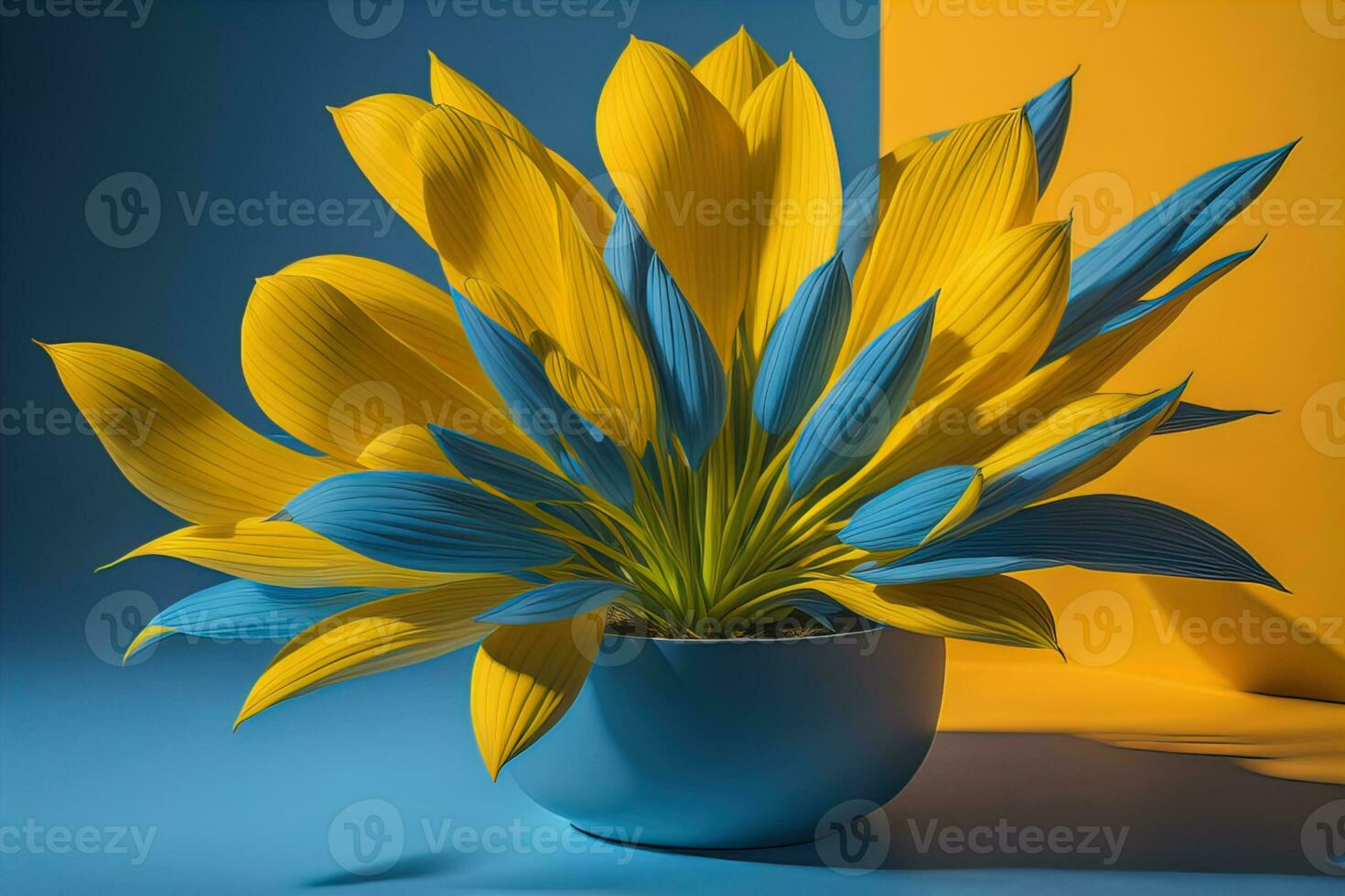 Flowers in a pot on a solid color background. ai generative photo