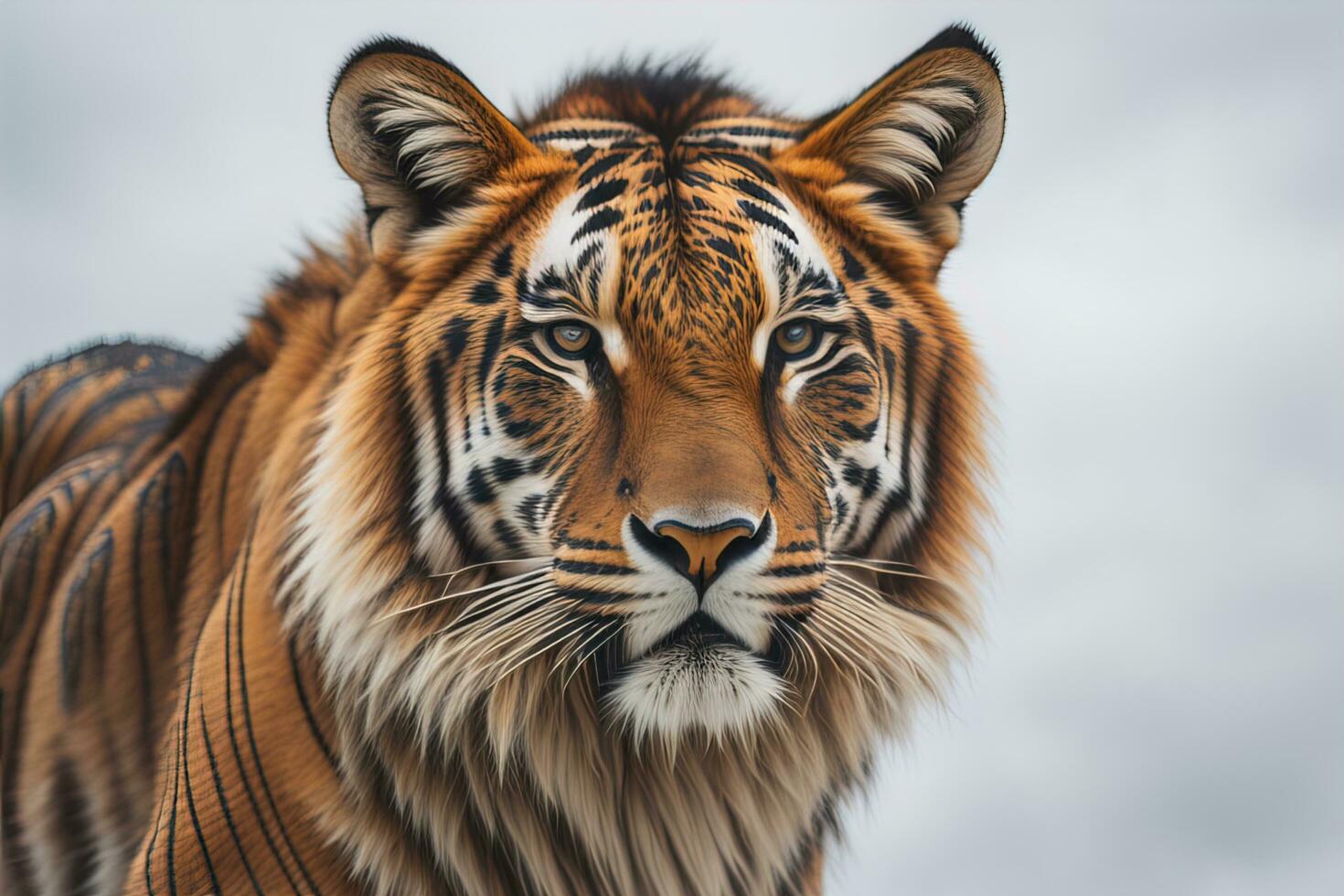 retrato de un Tigre en un sólido color antecedentes. de cerca. ai generativo foto