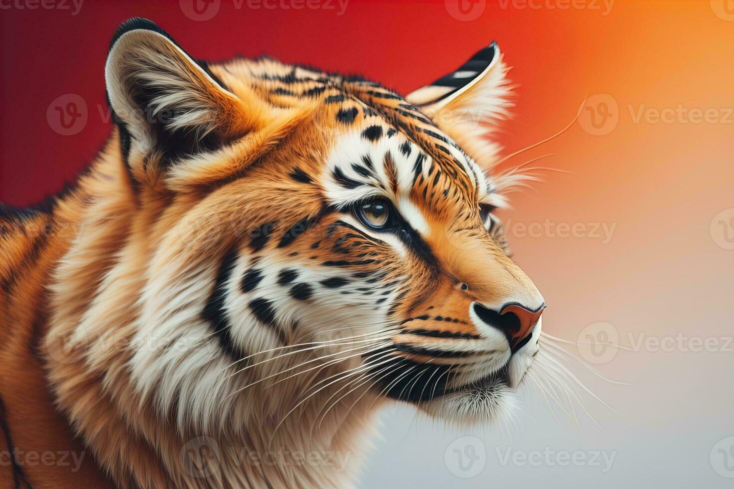Portrait of a tiger on a solid color background. Close-up. ai generative photo