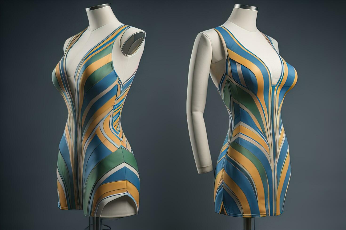 Women's dress on a mannequin in a fashion store. ai generative photo