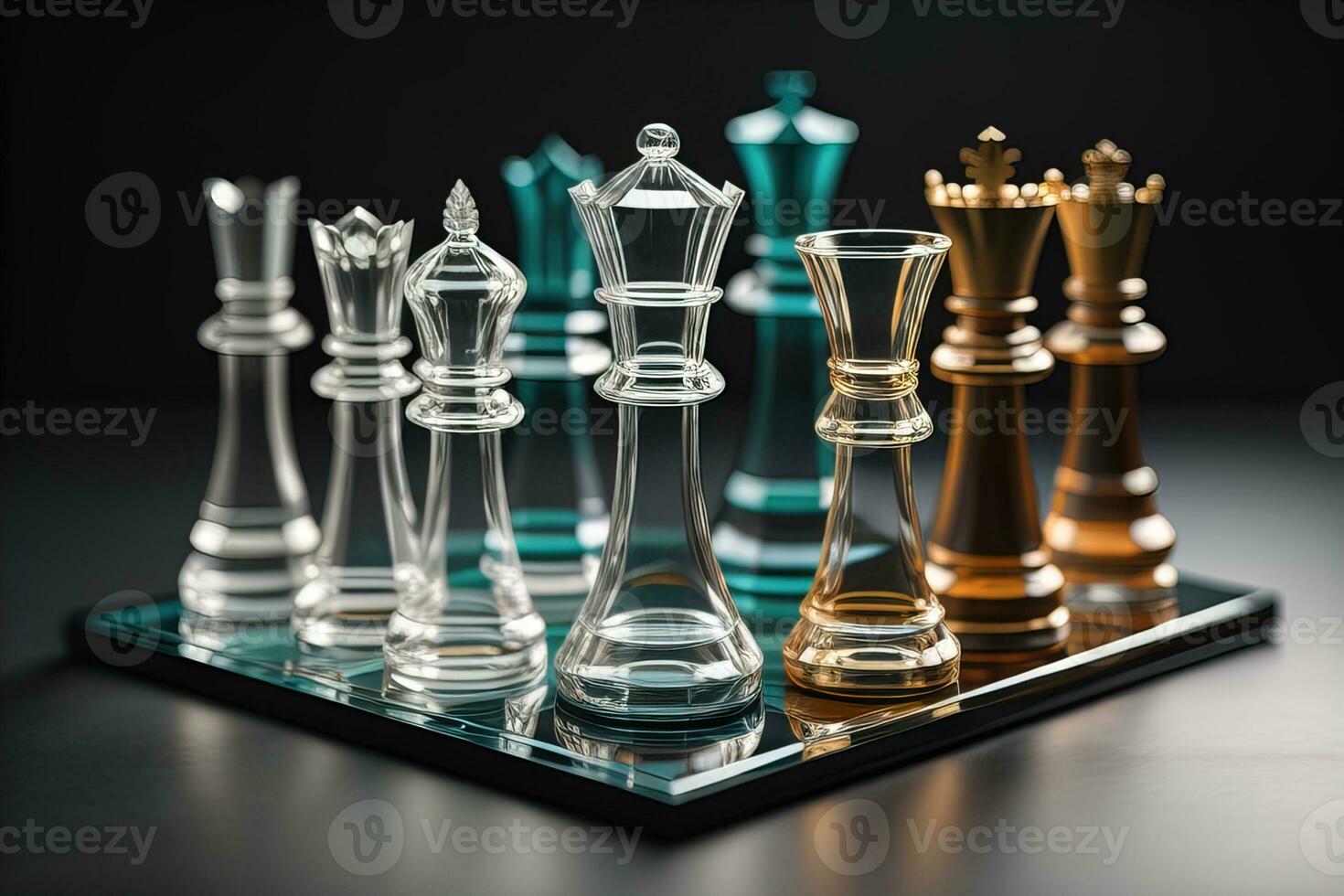 glass chess pieces on a dark background, the concept of business strategy.  ai generative 27066020 Stock Photo at Vecteezy