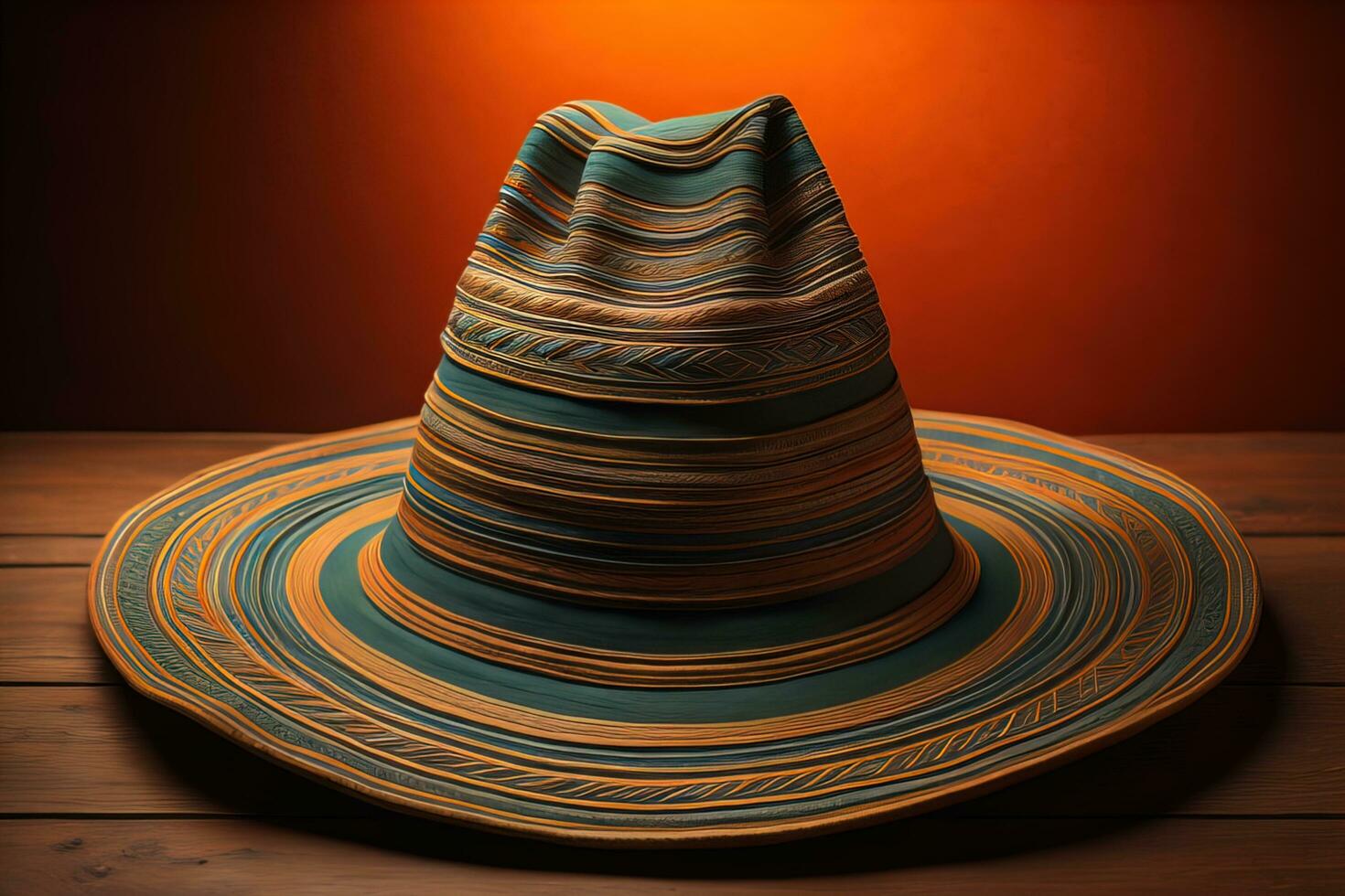 Fashionable hat on a solid color background. ai generative photo