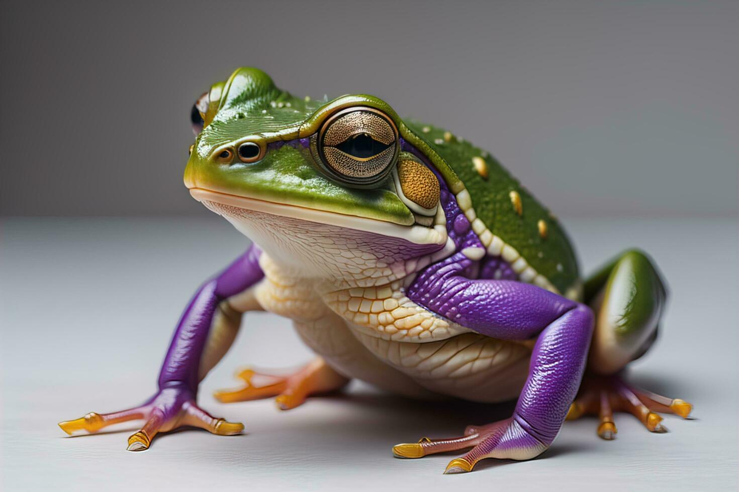 European tree frog, Hyla arborea isolated on solid colour background. ai generative photo