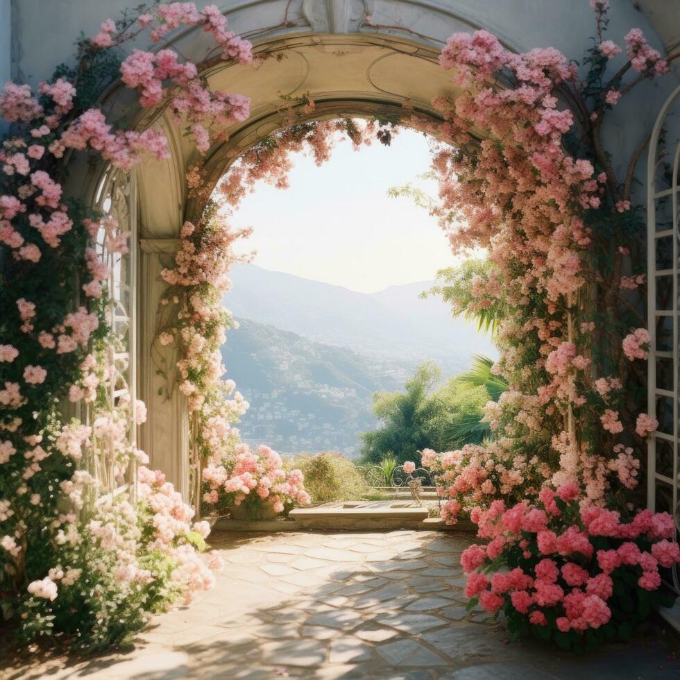 Wedding floral arc photo