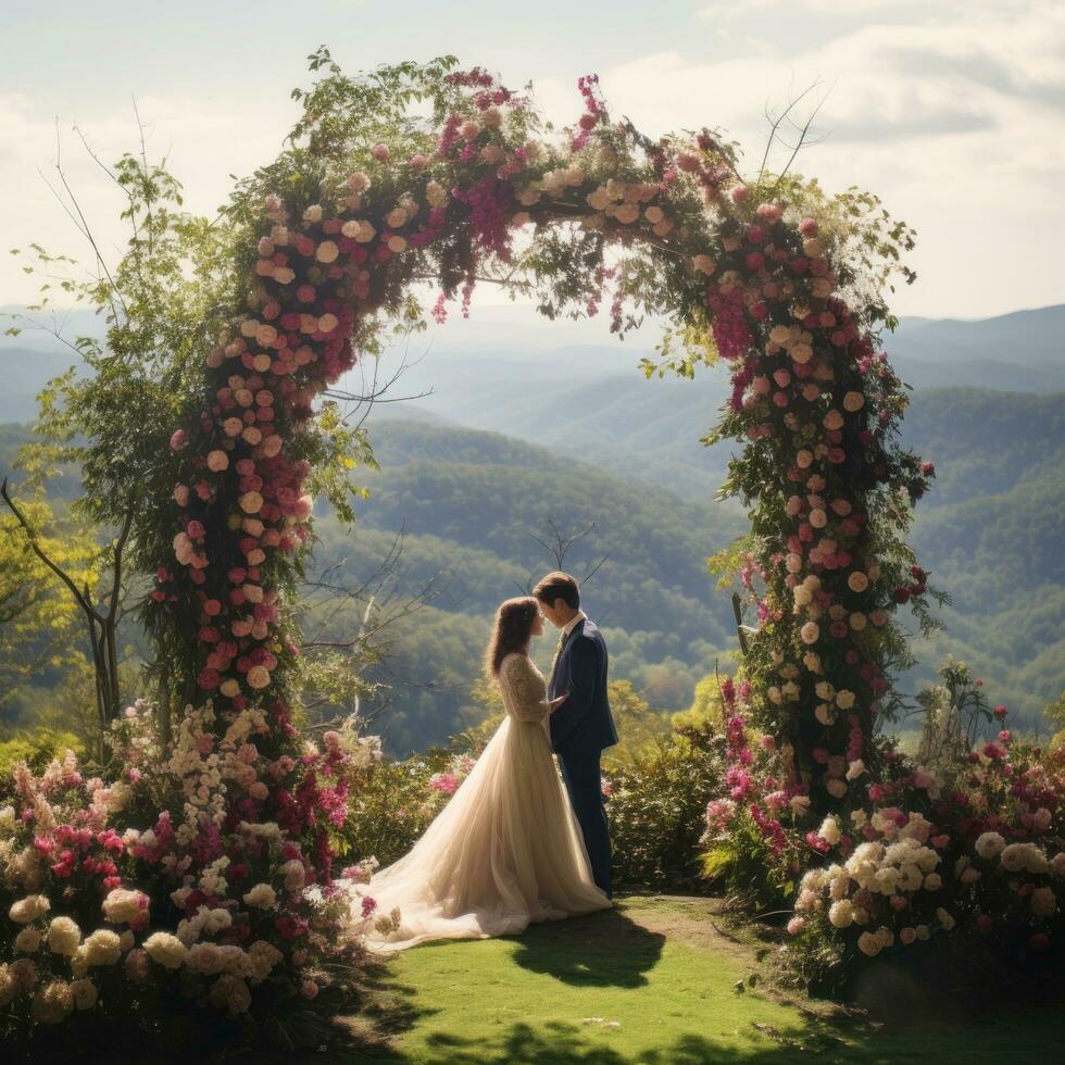 Wedding floral arc photo