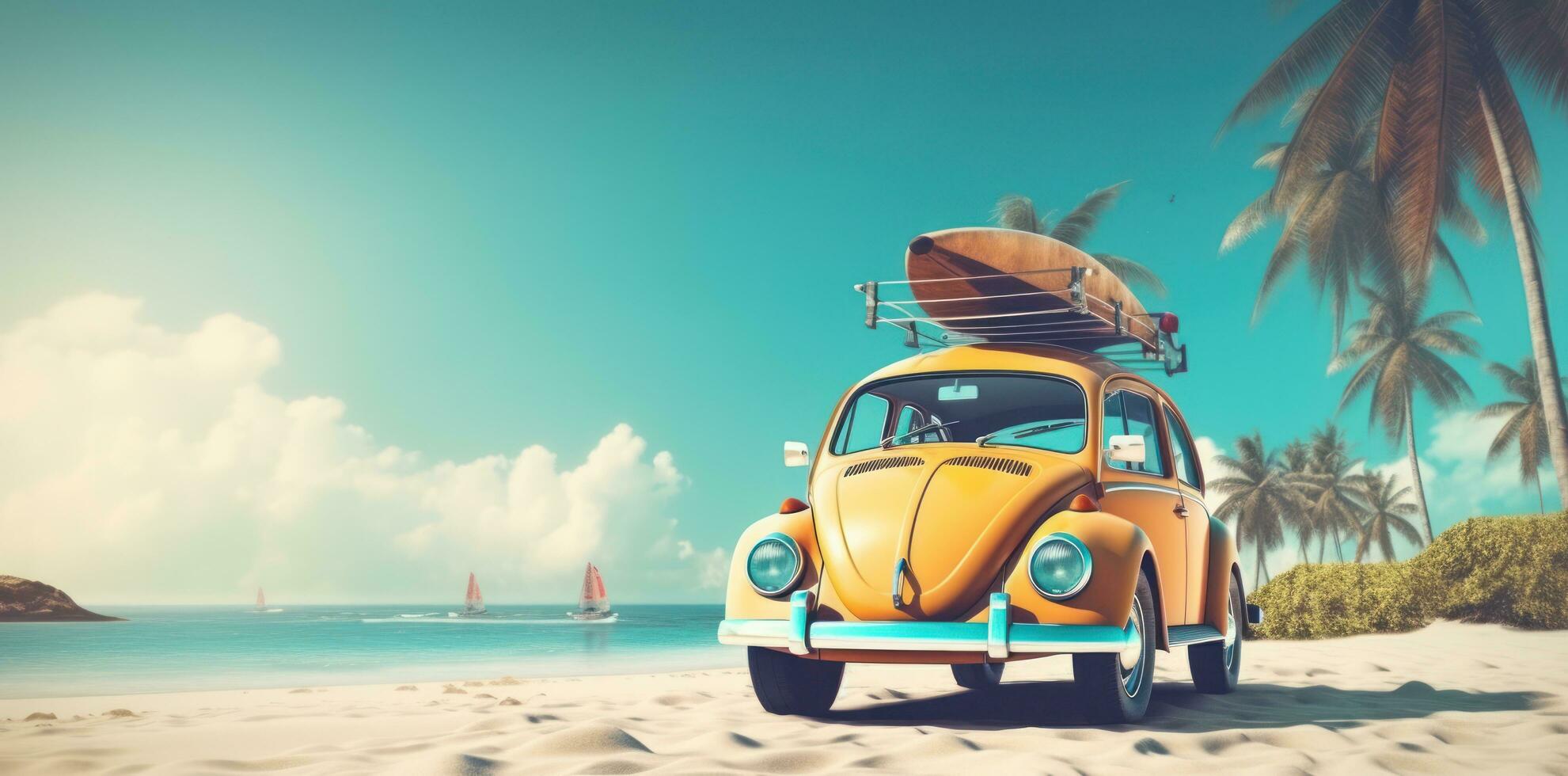 Cute retro beach car photo