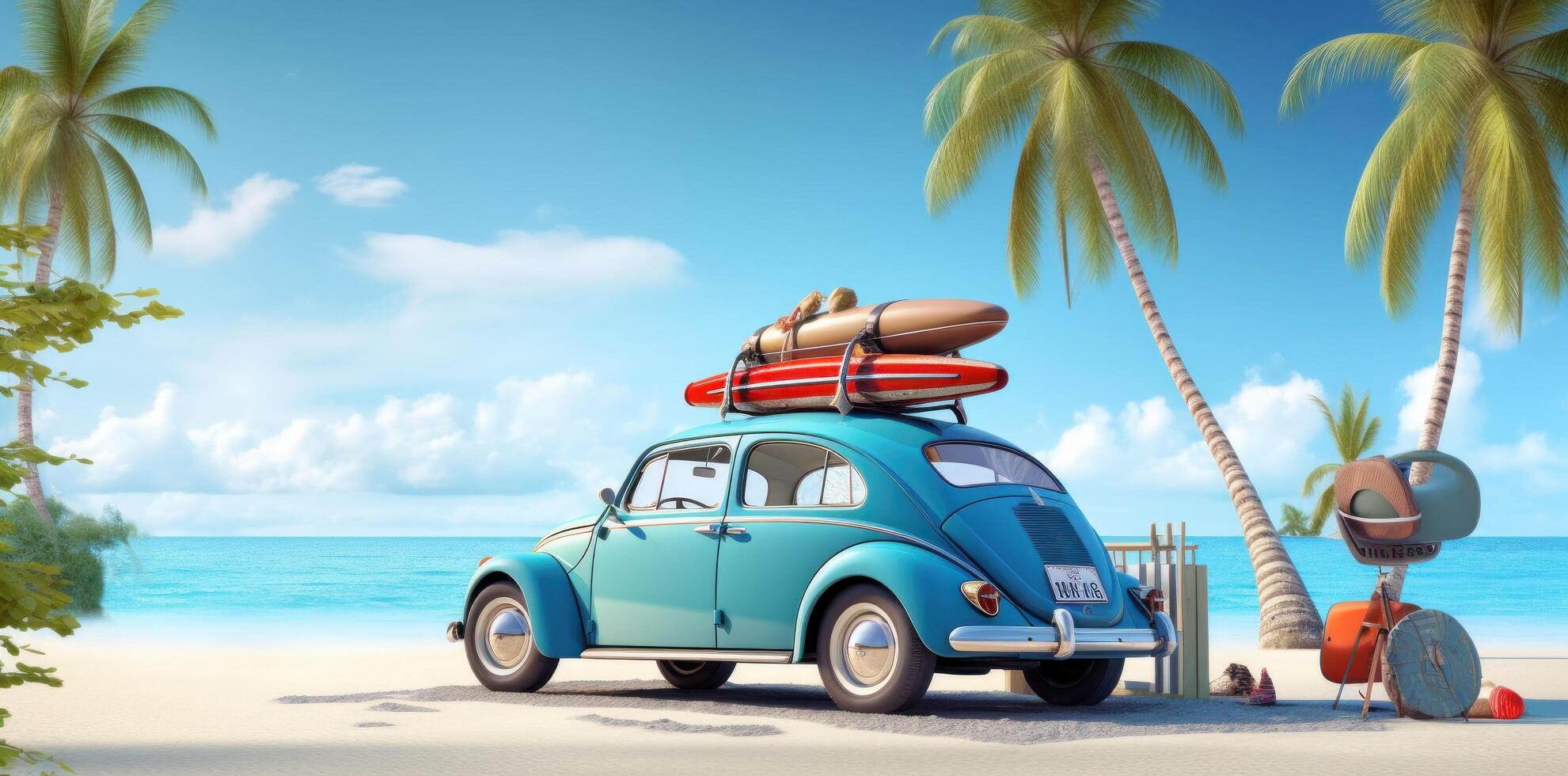 Cute retro beach car 27004085 Stock Photo at Vecteezy