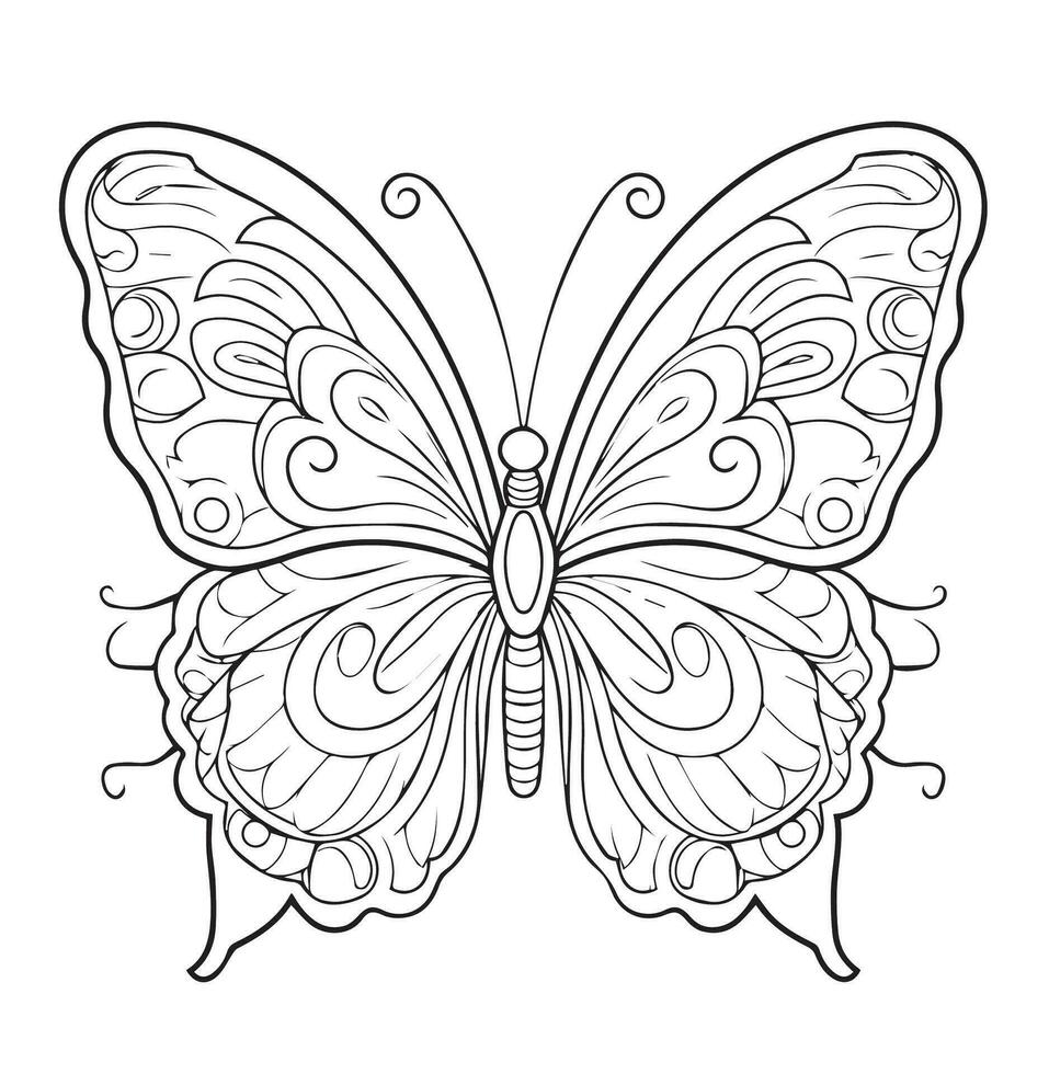 colorante página para para niños mariposa vector