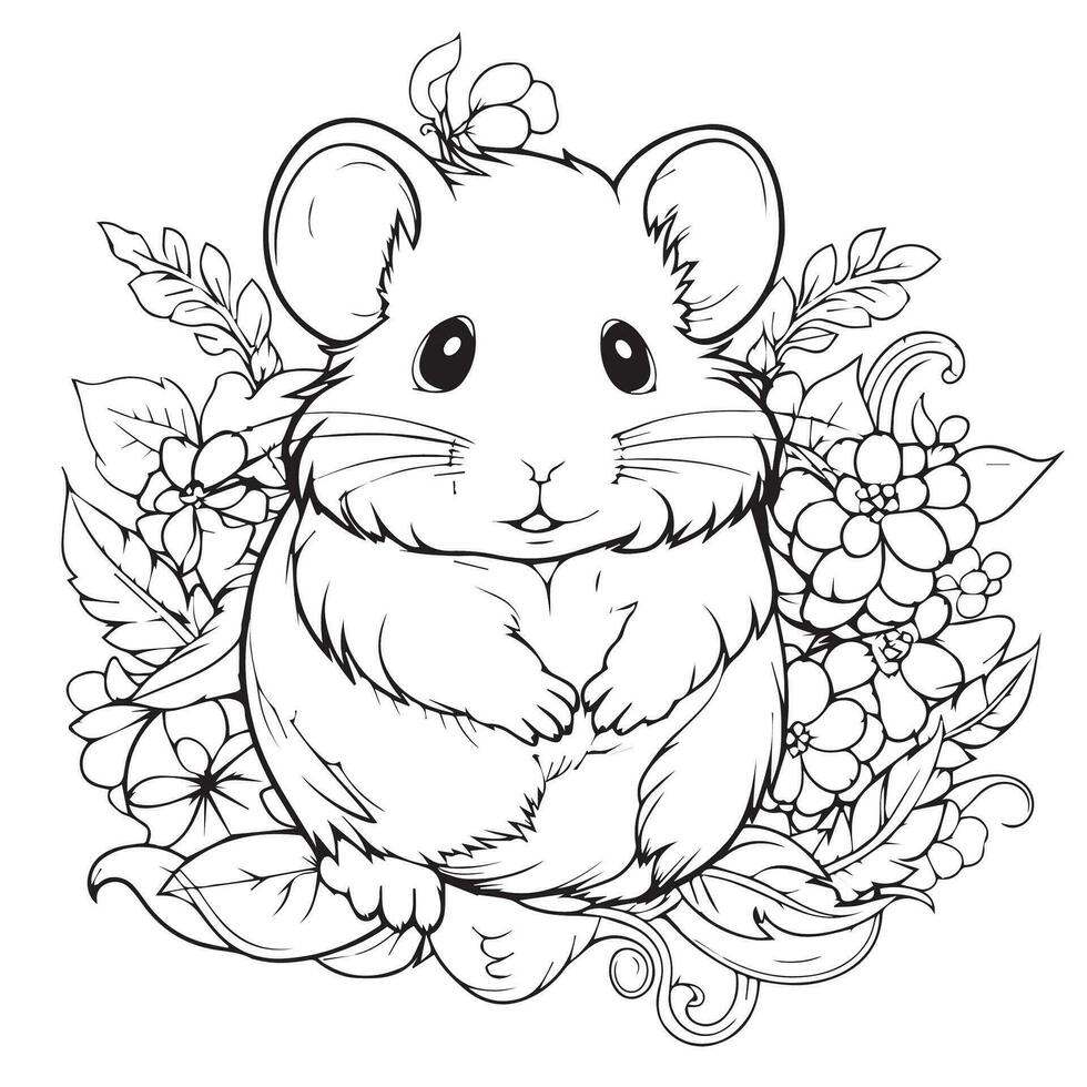 coloring page for adults hamster vector
