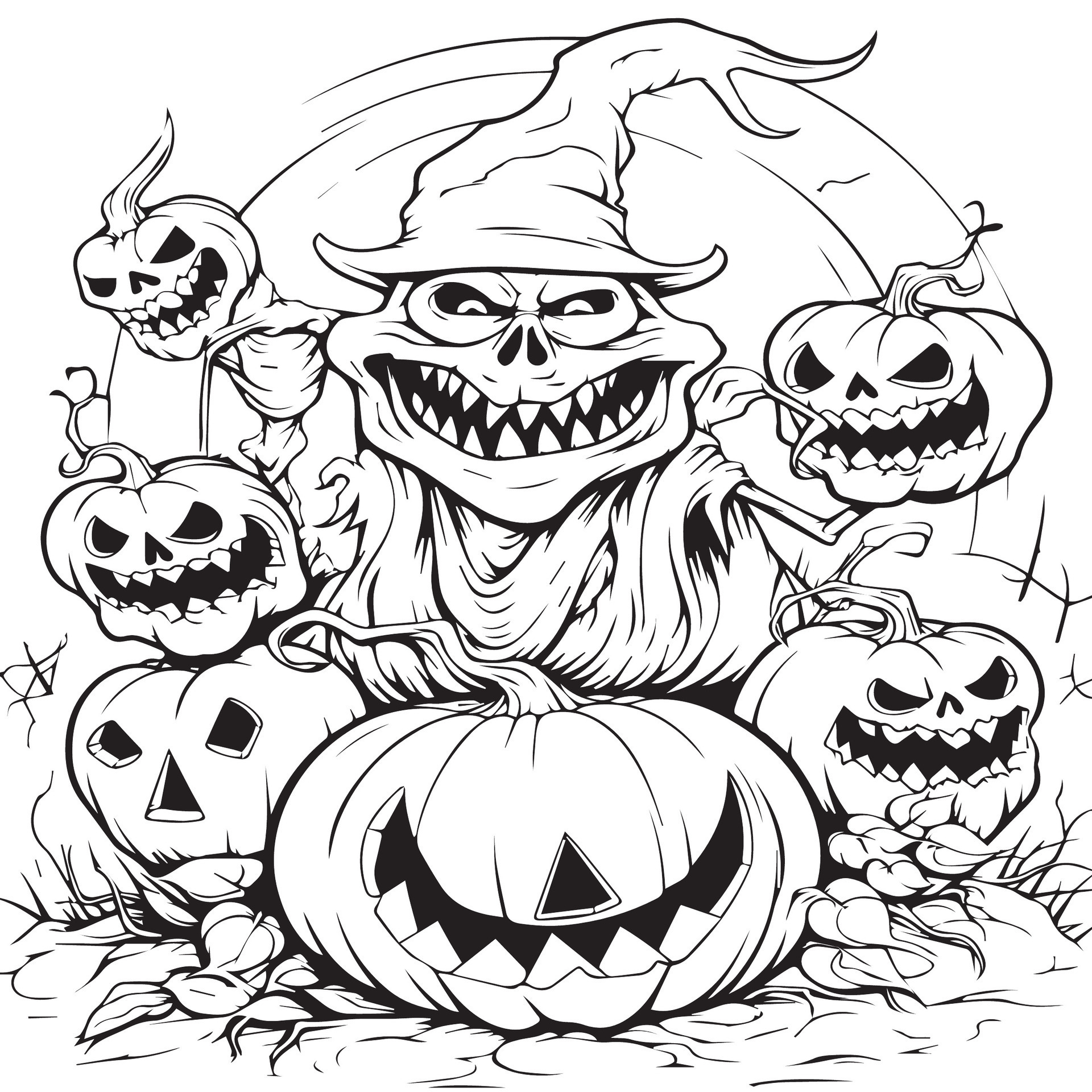 halloween coloring pages with cute witch 27005051 Vector Art at Vecteezy