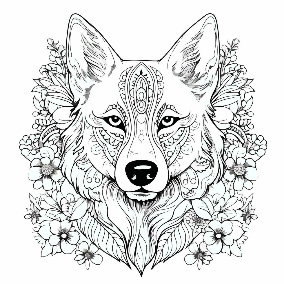 coloring page for adults Wolf 27005058 - Coloring Page For Adults Wolf Vector 