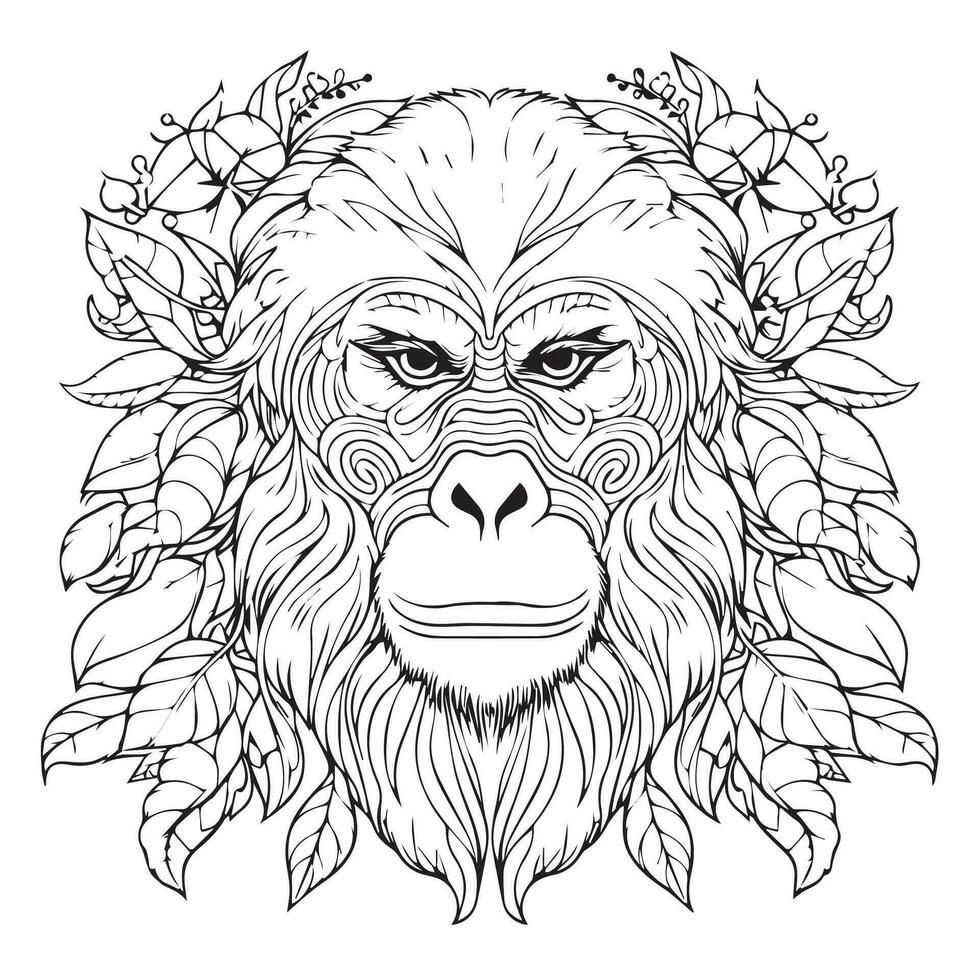 coloring page for adults Gorilla vector