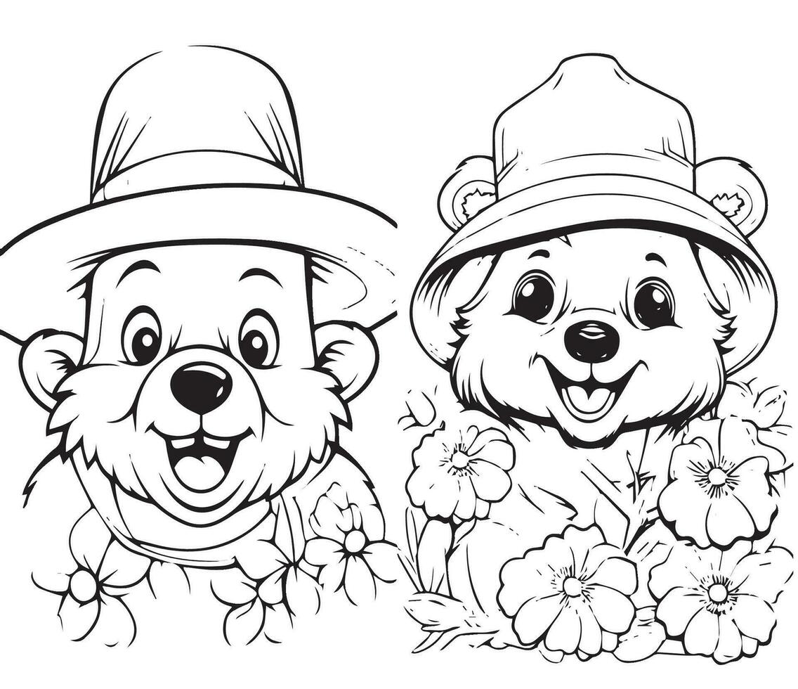 coloring page for kids old bear vector