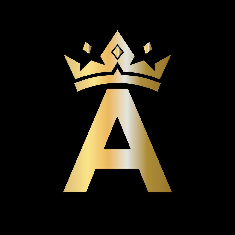 Crown Logo on Letter A Vector Template for Beauty, Fashion, Elegant, Luxury Sign
