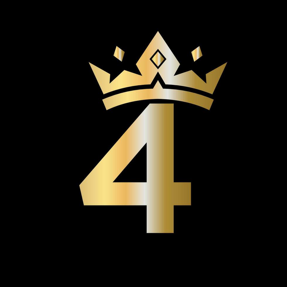 corona logo en letra 4 4 vector modelo para belleza, moda, elegante, lujo firmar