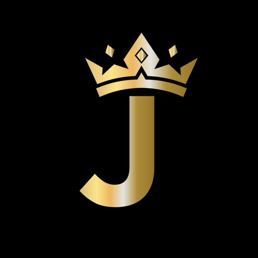 Crown Logo on Letter J Vector Template for Beauty, Fashion, Elegant, Luxury Sign