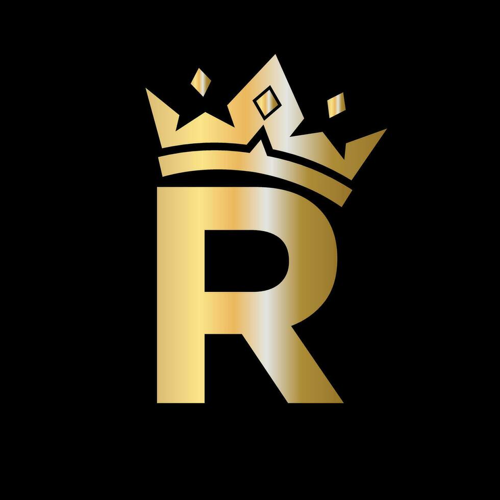 Crown Logo on Letter R Vector Template for Beauty, Fashion, Elegant, Luxury Sign