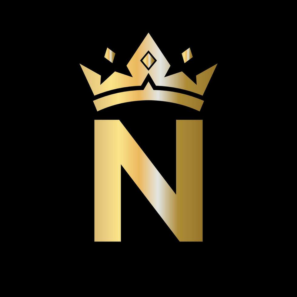 Crown Logo on Letter N Vector Template for Beauty, Fashion, Elegant, Luxury Sign
