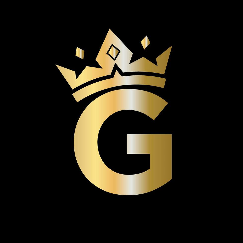 Crown Logo on Letter G Vector Template for Beauty, Fashion, Elegant, Luxury Sign