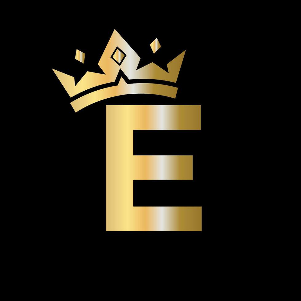 Crown Logo on Letter E Vector Template for Beauty, Fashion, Elegant, Luxury Sign