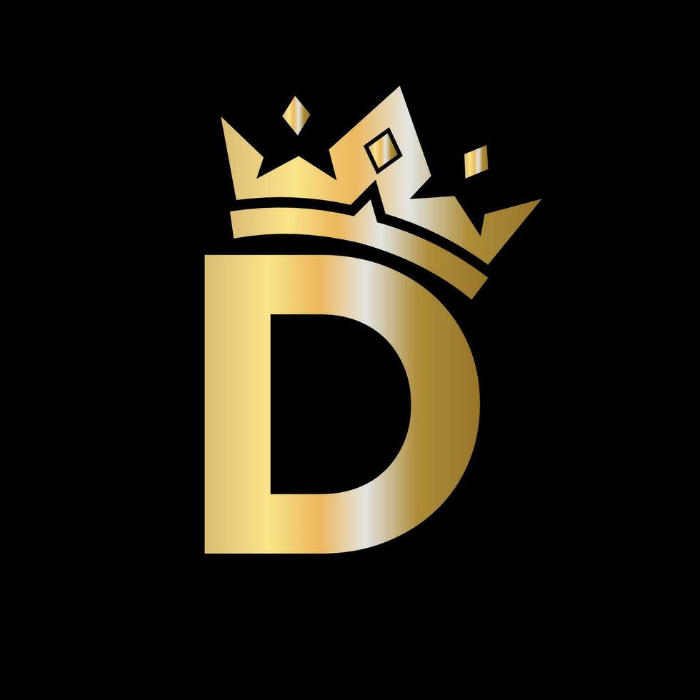 Crown Logo on Letter D Vector Template for Beauty, Fashion, Elegant, Luxury Sign
