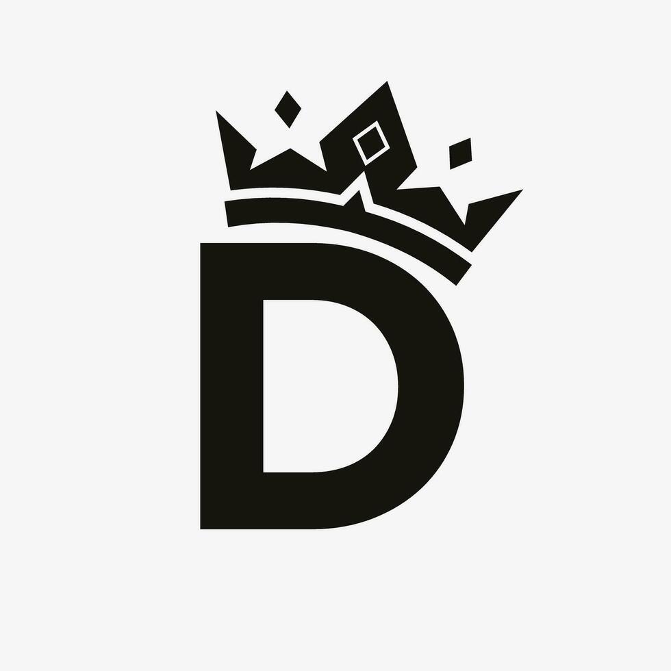 Crown Logo on Letter D Vector Template for Beauty, Fashion, Elegant, Luxury Sign