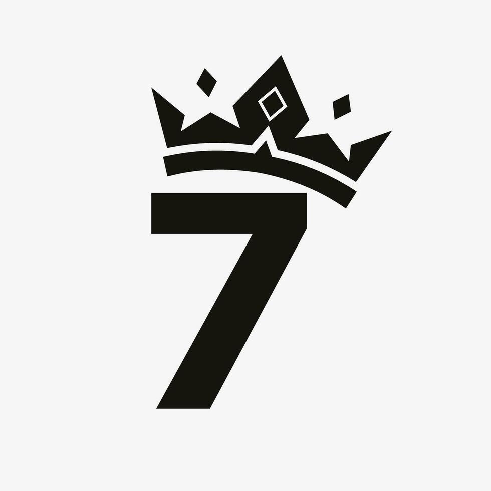 Crown Logo on Letter 7 Vector Template for Beauty, Fashion, Elegant, Luxury Sign