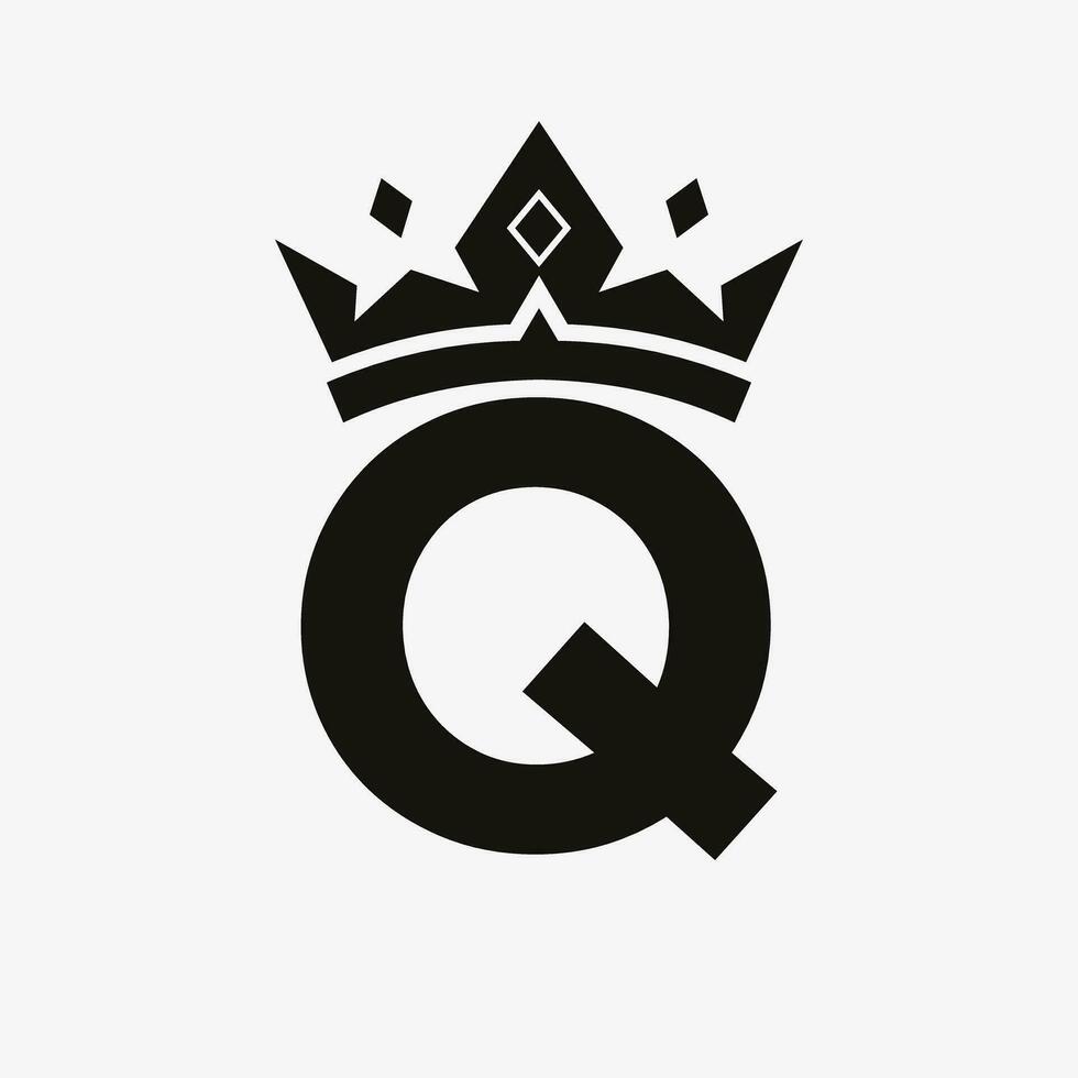 corona logo en letra q vector modelo para belleza, moda, elegante, lujo firmar