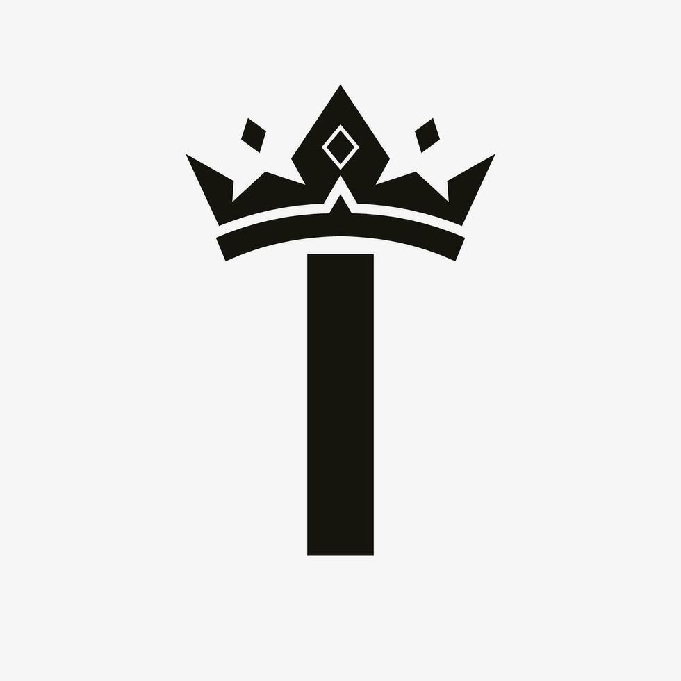 Crown Logo on Letter I Vector Template for Beauty, Fashion, Elegant, Luxury Sign