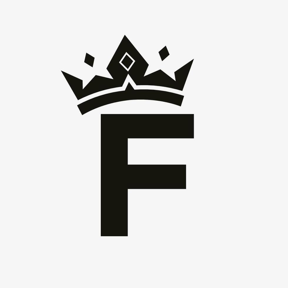 Crown Logo on Letter F Vector Template for Beauty, Fashion, Elegant, Luxury Sign