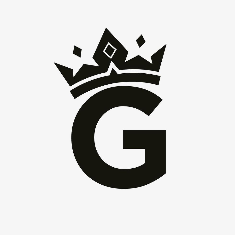 Crown Logo on Letter G Vector Template for Beauty, Fashion, Elegant, Luxury Sign