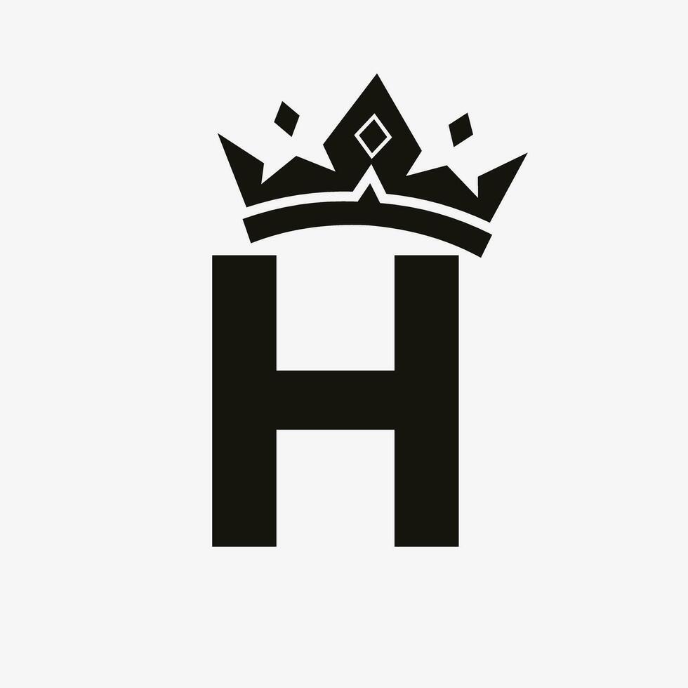 Crown Logo on Letter H Vector Template for Beauty, Fashion, Elegant, Luxury Sign