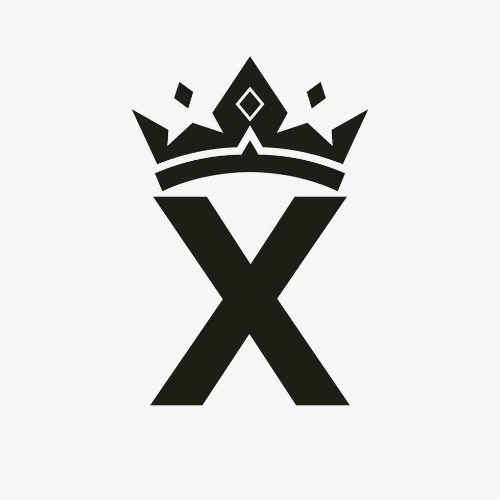 Crown Logo on Letter X Vector Template for Beauty, Fashion, Elegant, Luxury Sign