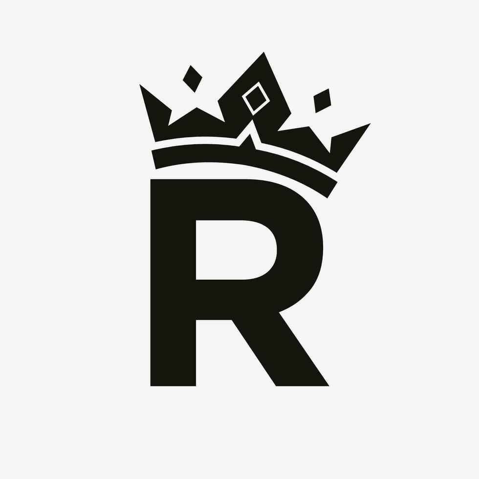 Crown Logo On Letter R Luxury Symbol. Crown Logotype