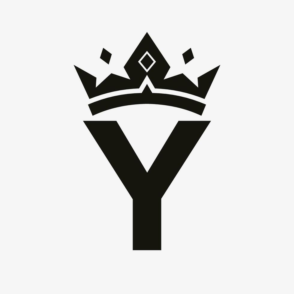 Crown Logo on Letter Y Vector Template for Beauty, Fashion, Elegant, Luxury Sign