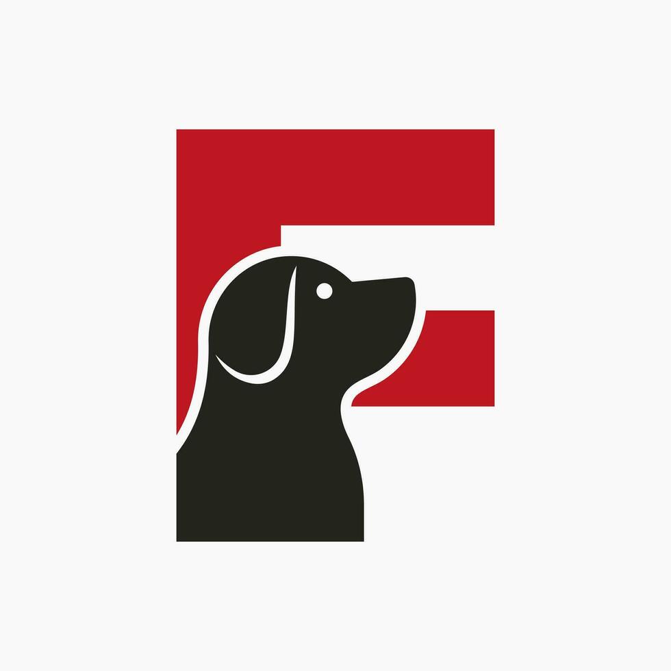 letra F mascota logo diseño. perro logo símbolo vector modelo. perro en alfabeto