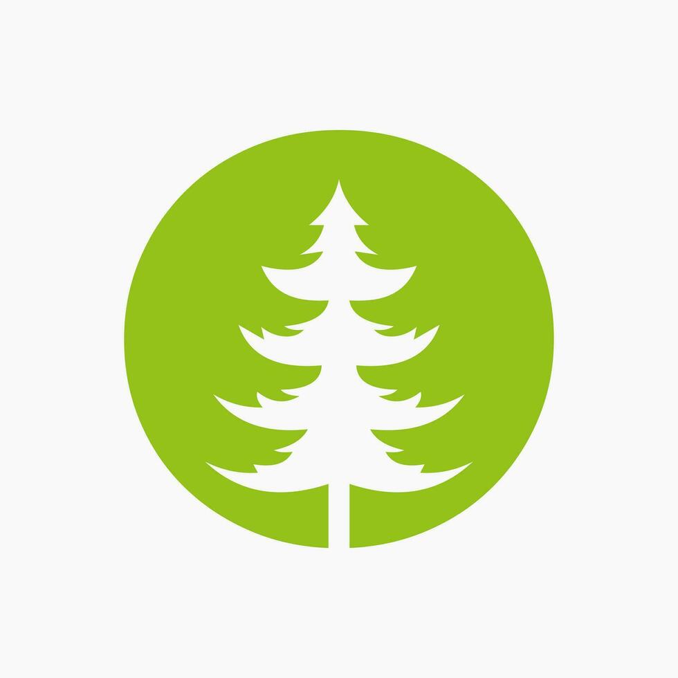 Letter O Christmas Tree Logo Design. Spruce Logo Symbol vector